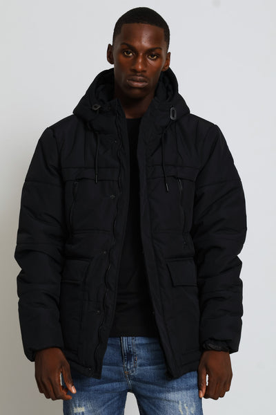 Mens Zip Parker Jacket - Black – Edgars