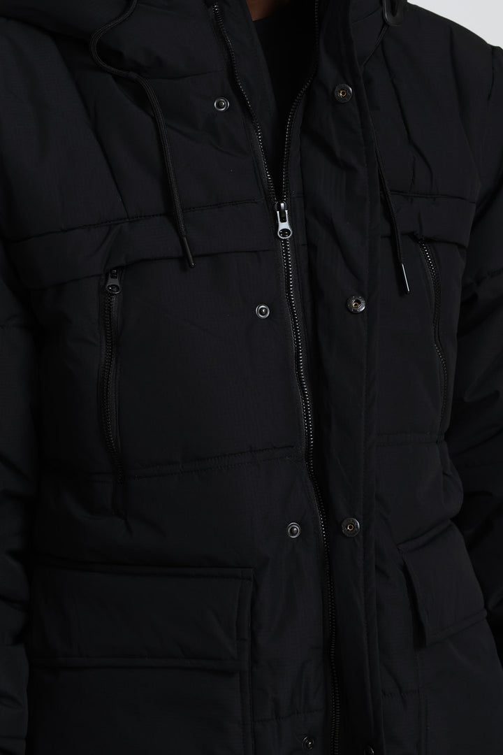 Zip Parker Jacket - Black