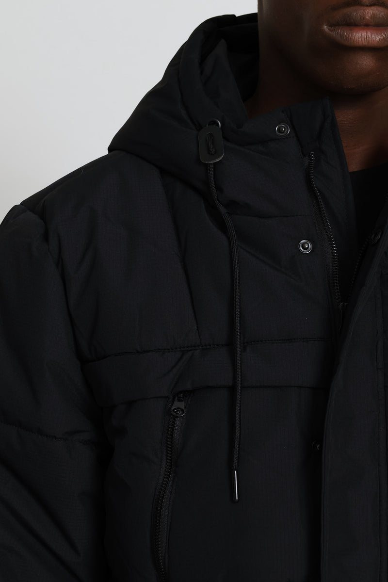 Zip Parker Jacket - Black
