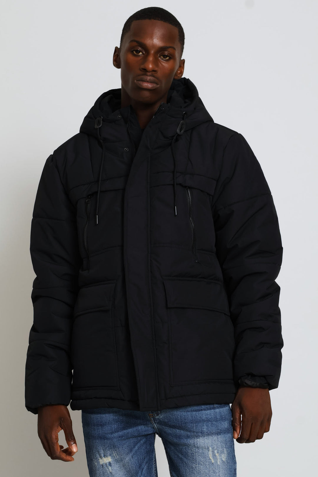 Zip Parker Jacket - Black