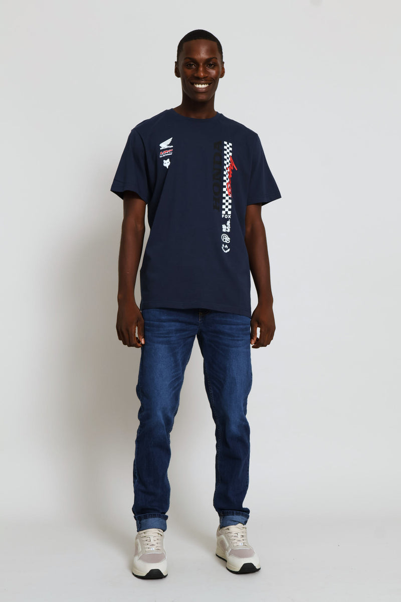 Honda Checkered Tee - Navy