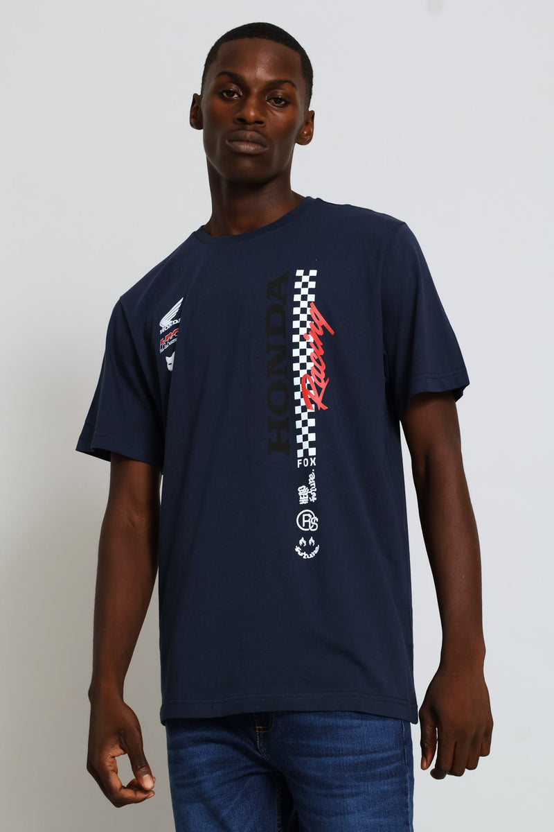 Honda Checkered Tee - Navy