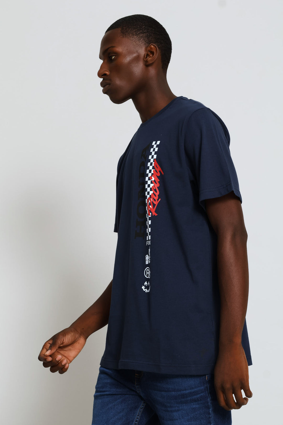 Honda Checkered Tee - Navy