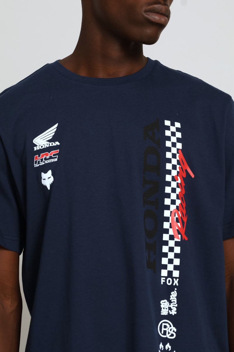 Honda Checkered Tee - Navy