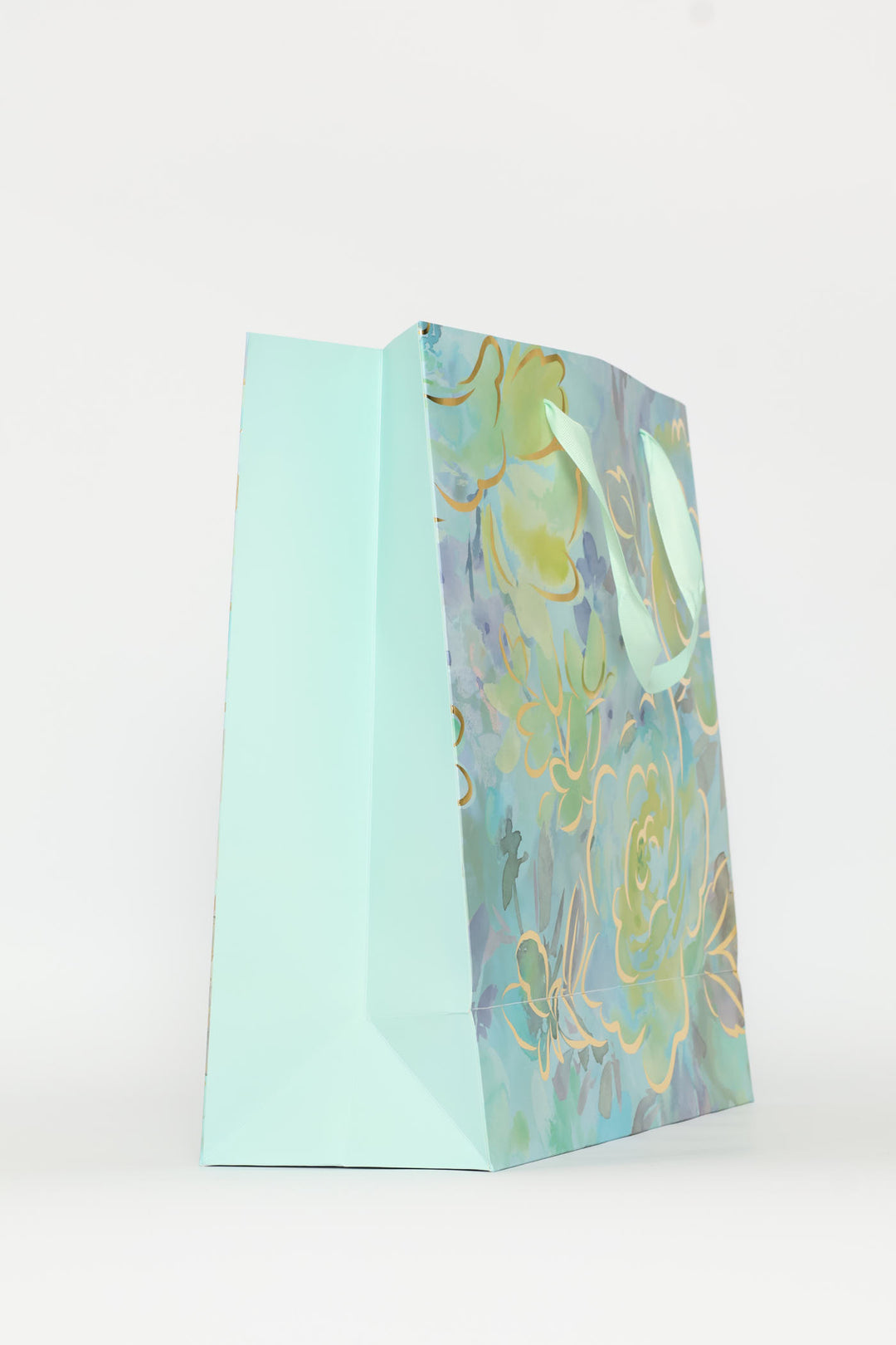 Water Colour Floral Foil Gift Bag - Light Blue