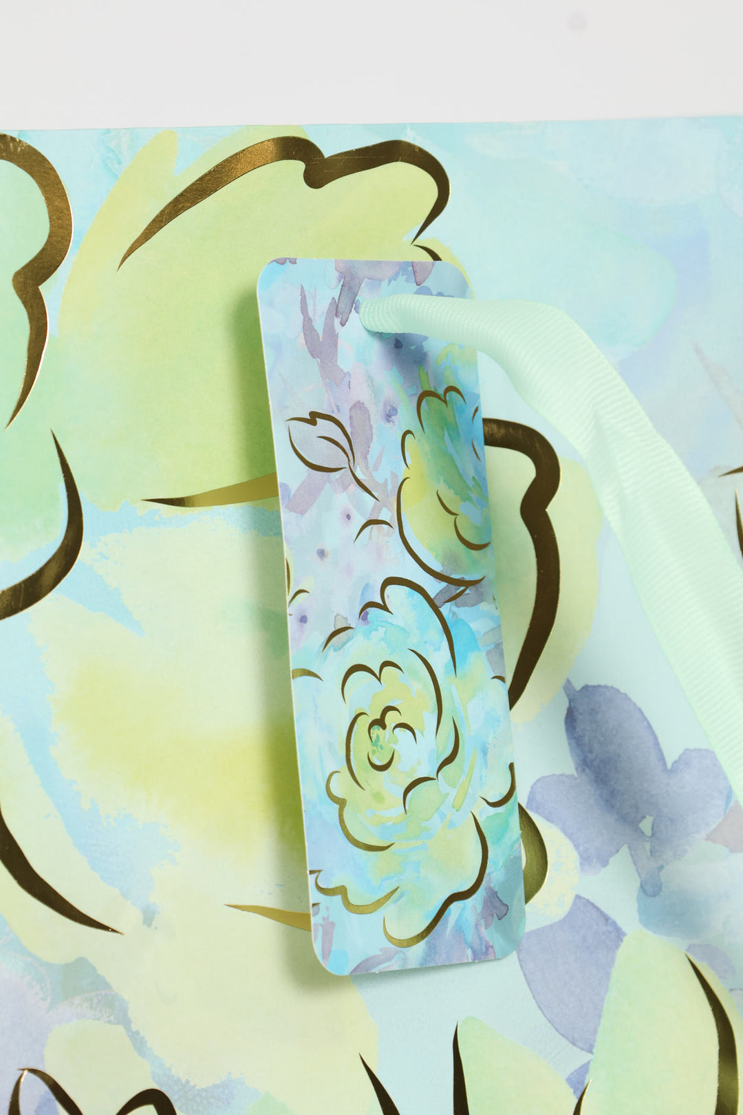 Water Colour Floral Foil Gift Bag - Light Blue