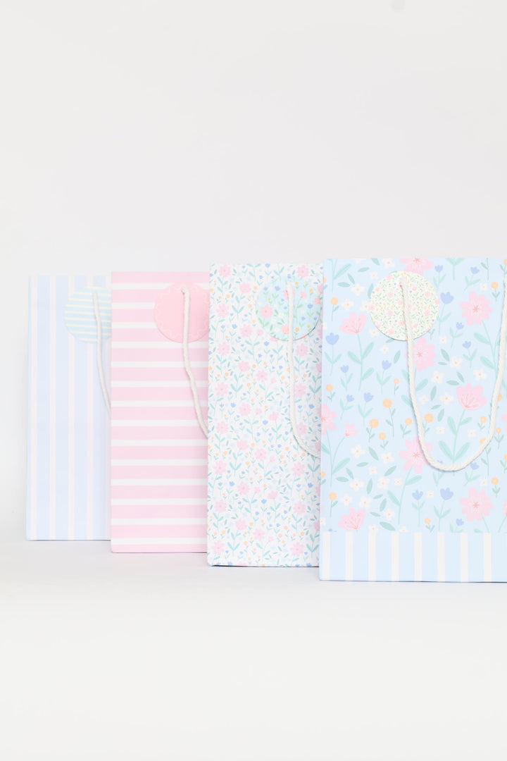 4 Pack Pastel Floral Stripe Bags - Multi