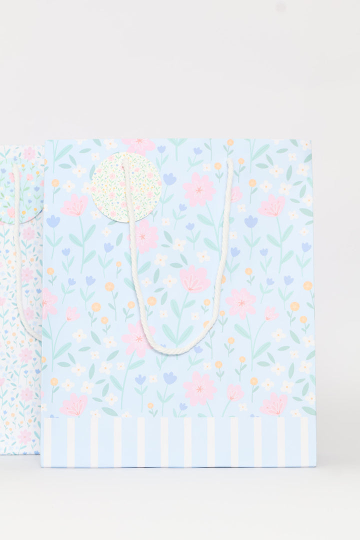 4 Pack Pastel Floral Stripe Bags - Multi