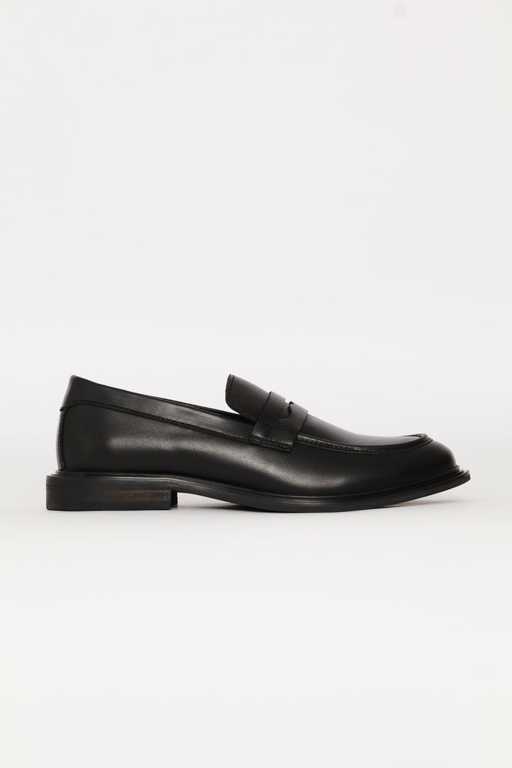 Leather Formal Penny Moccasin - Black