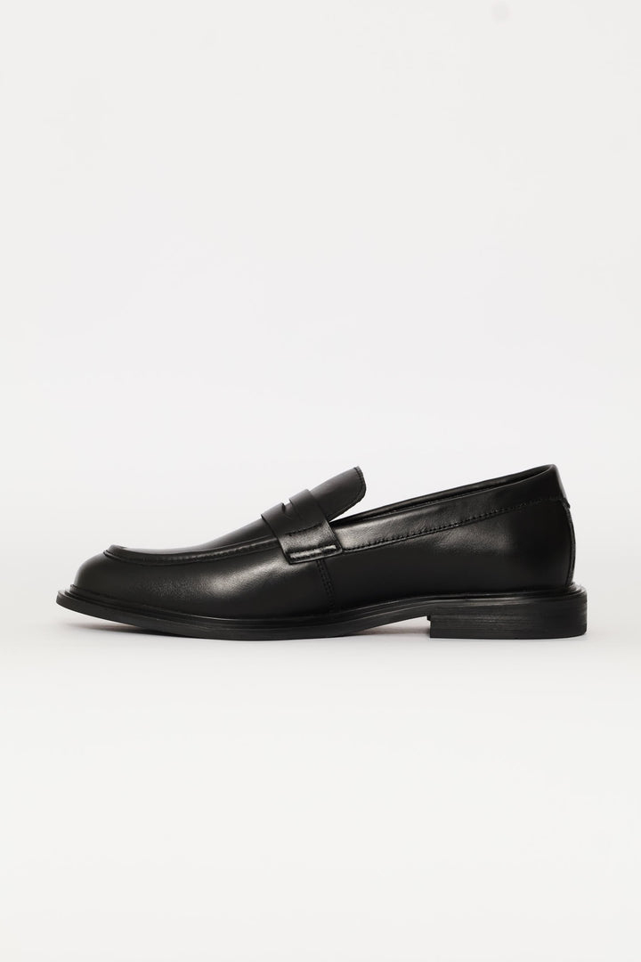 Leather Formal Penny Moccasin - Black
