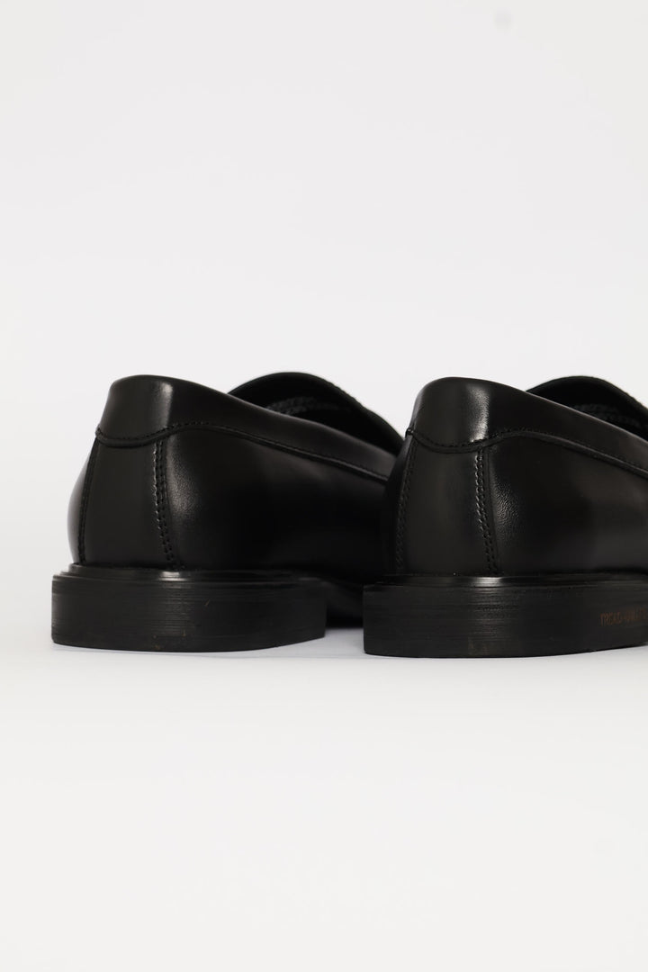 Leather Formal Penny Moccasin - Black