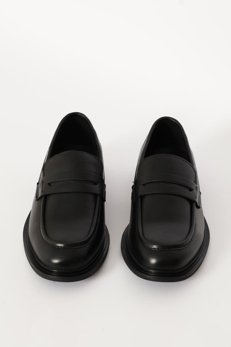 Leather Formal Penny Moccasin - Black