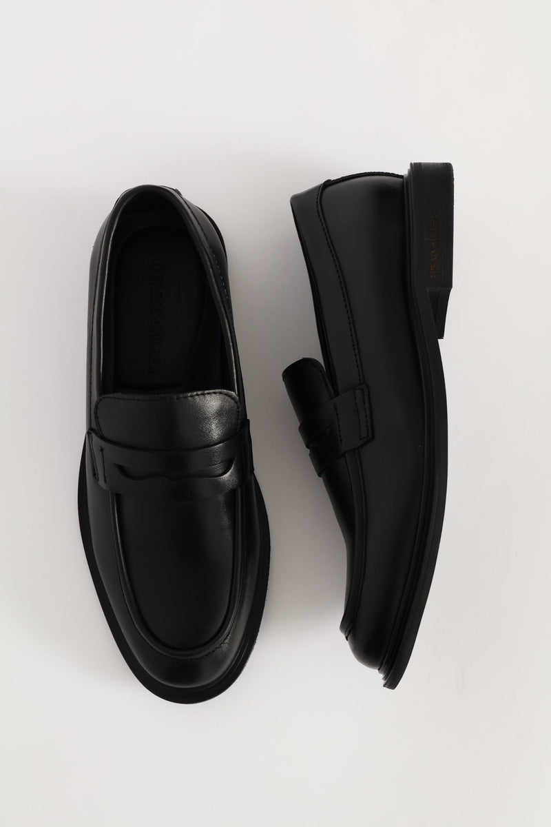 Leather Formal Penny Moccasin - Black