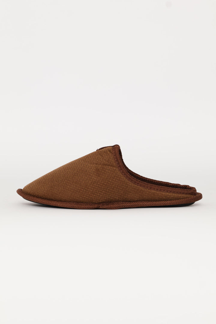 Check & Diamond Embossed Slipper - Brown