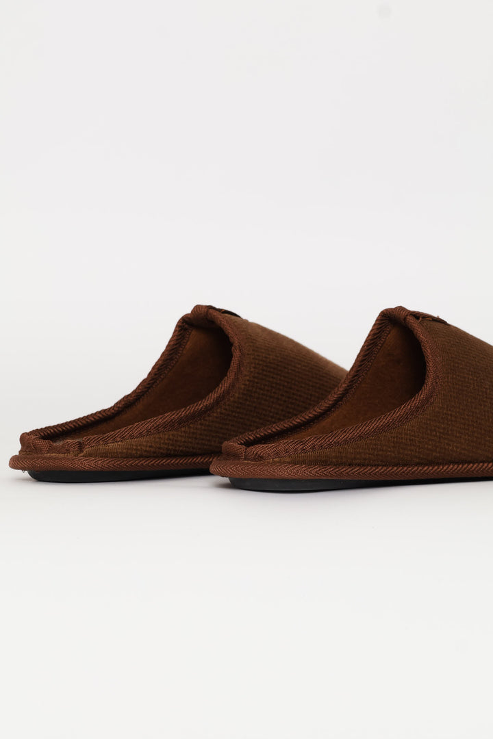 Check & Diamond Embossed Slipper - Brown