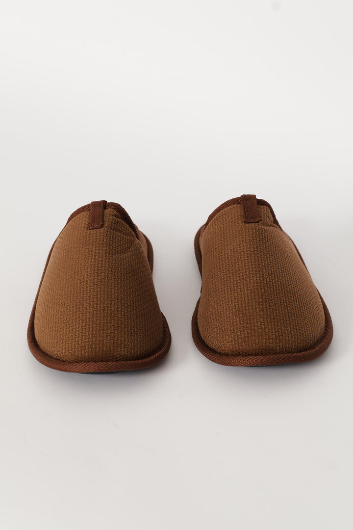 Check & Diamond Embossed Slipper - Brown