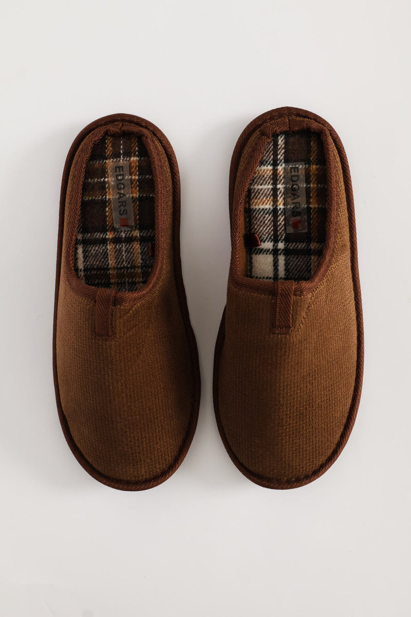 Check & Diamond Embossed Slipper - Brown