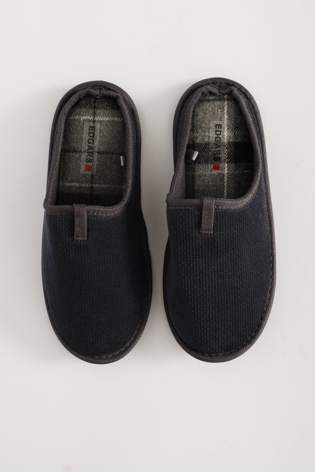 Diamond Embossed Check Footbed Slippers - Grey