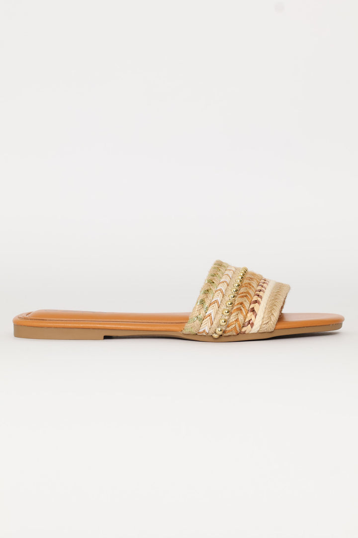 Rope With Stud Detail Sandal - Natural