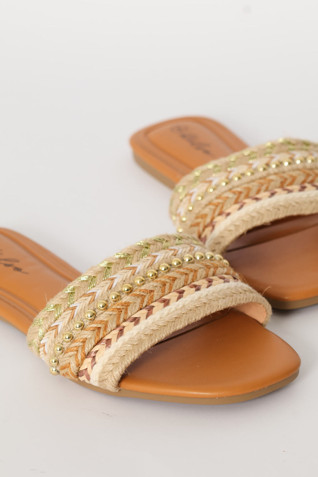Rope With Stud Detail Sandal - Natural