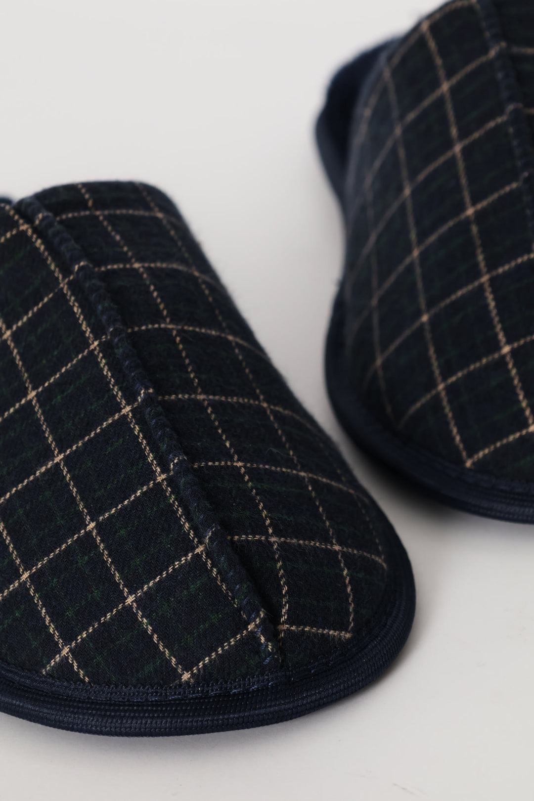 Check Upper Open Back Slipper - Navy