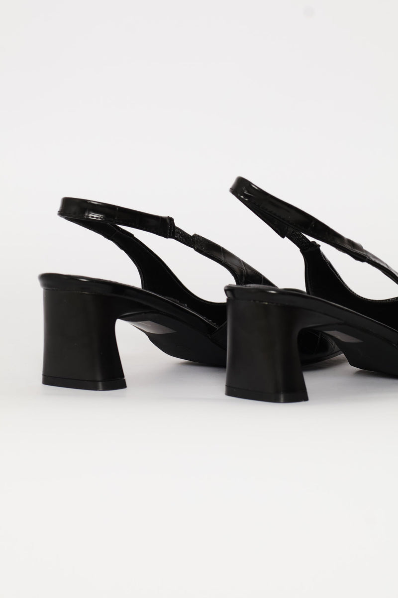 Croc Slingback Heel - Black