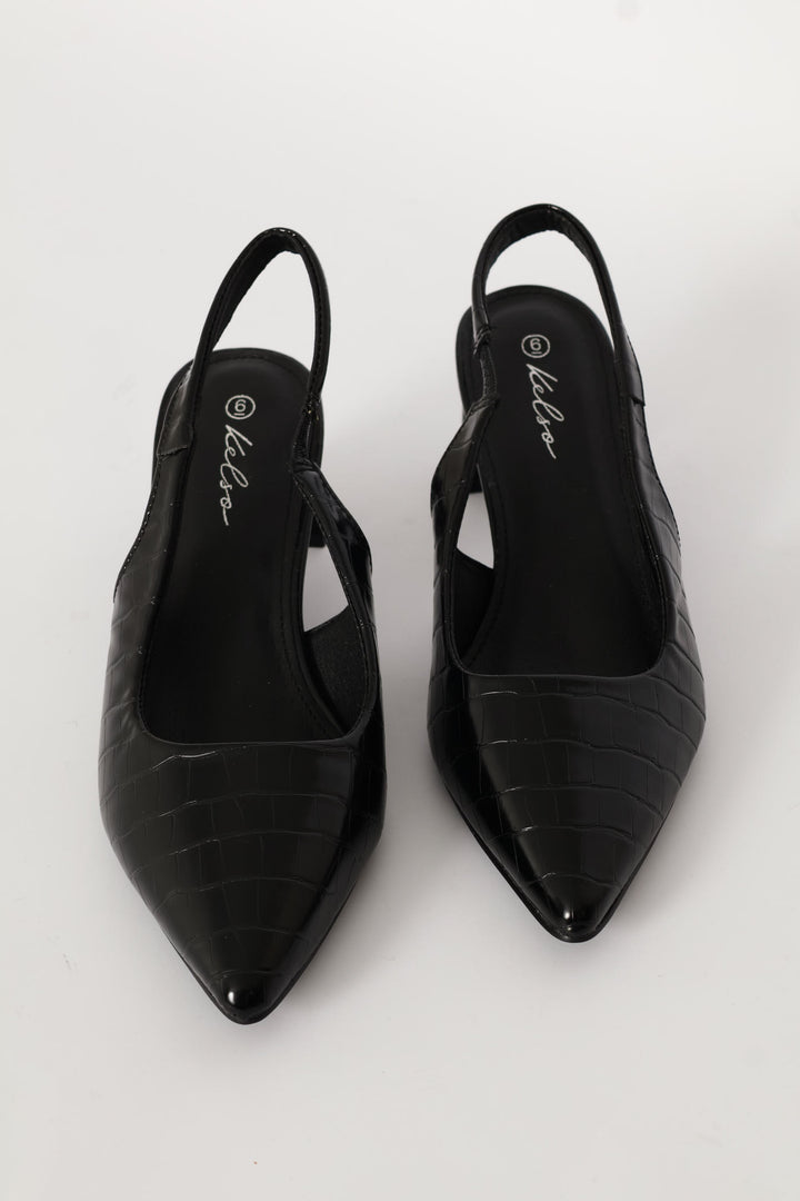 Croc Slingback Heel - Black