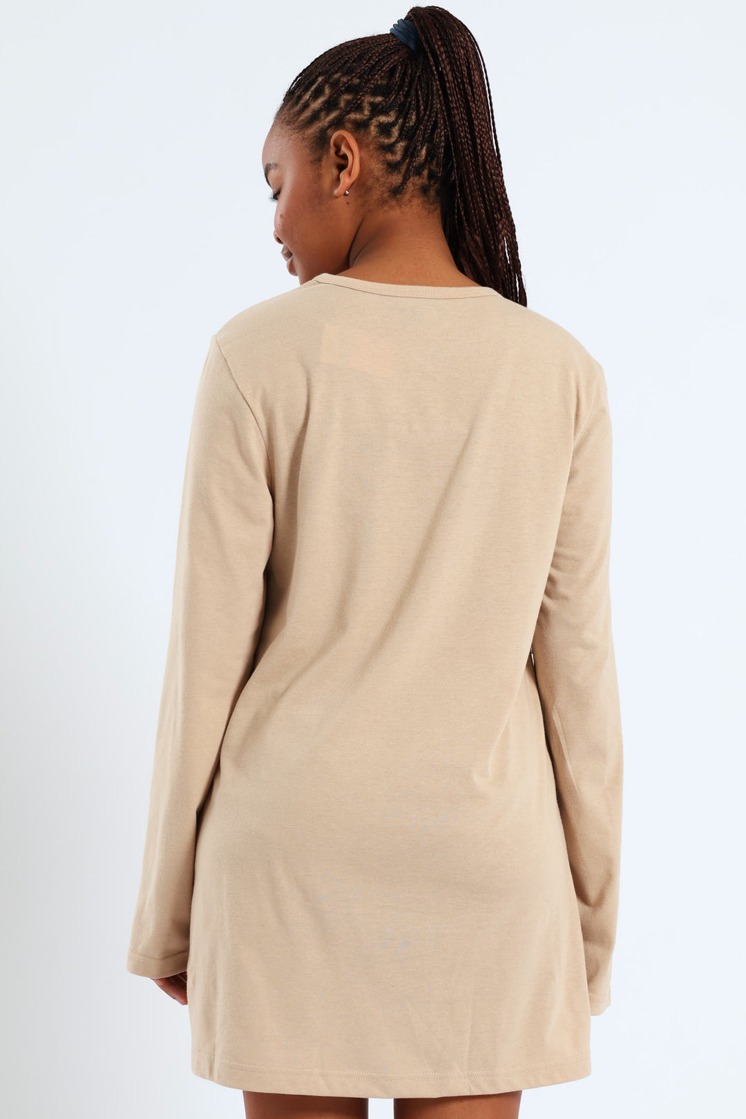 Girls Long Sleeve Bow Sleep Shirt - Stone