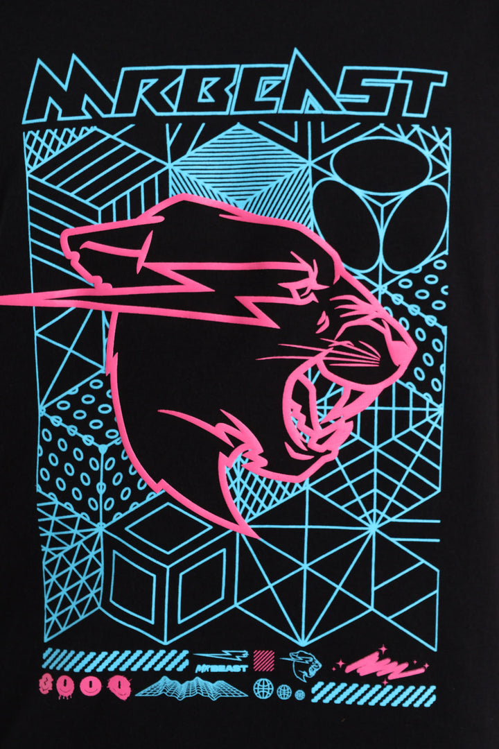 Boys Mr Beast Geo Print T-Shirt - Black