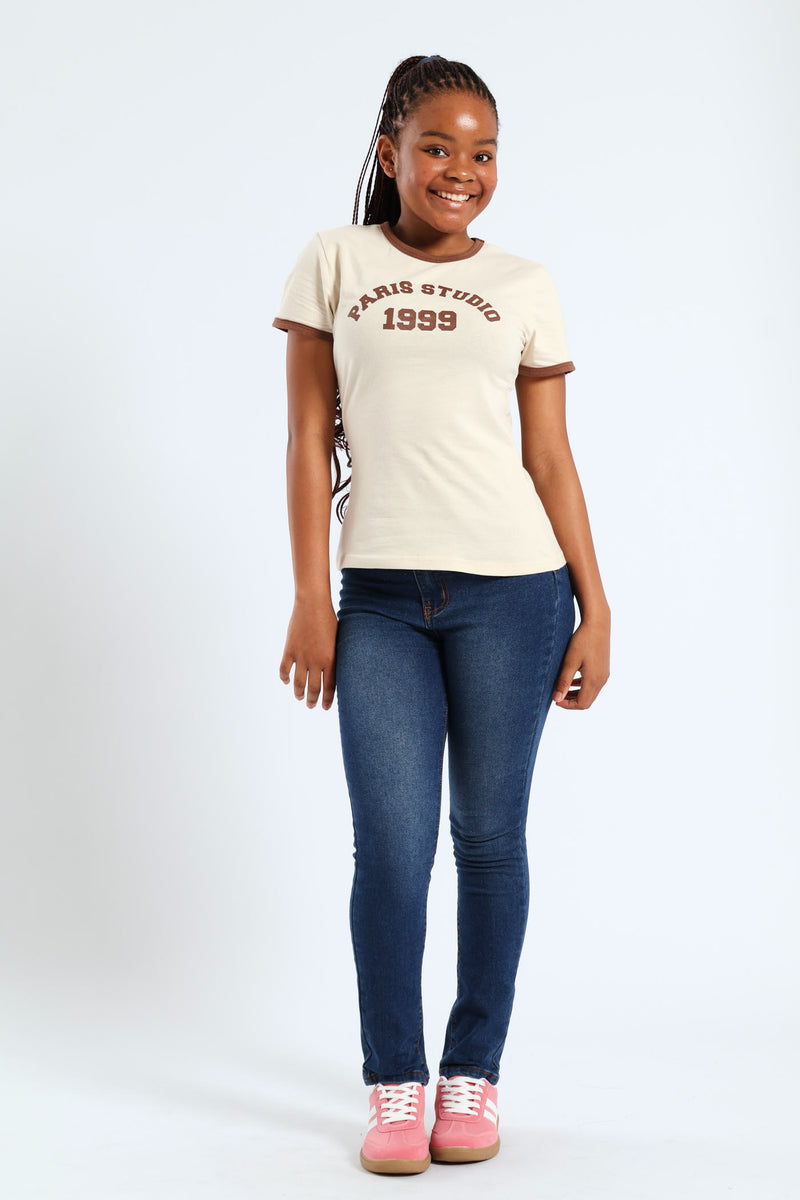 Girls Paris Studio Tee - Stone