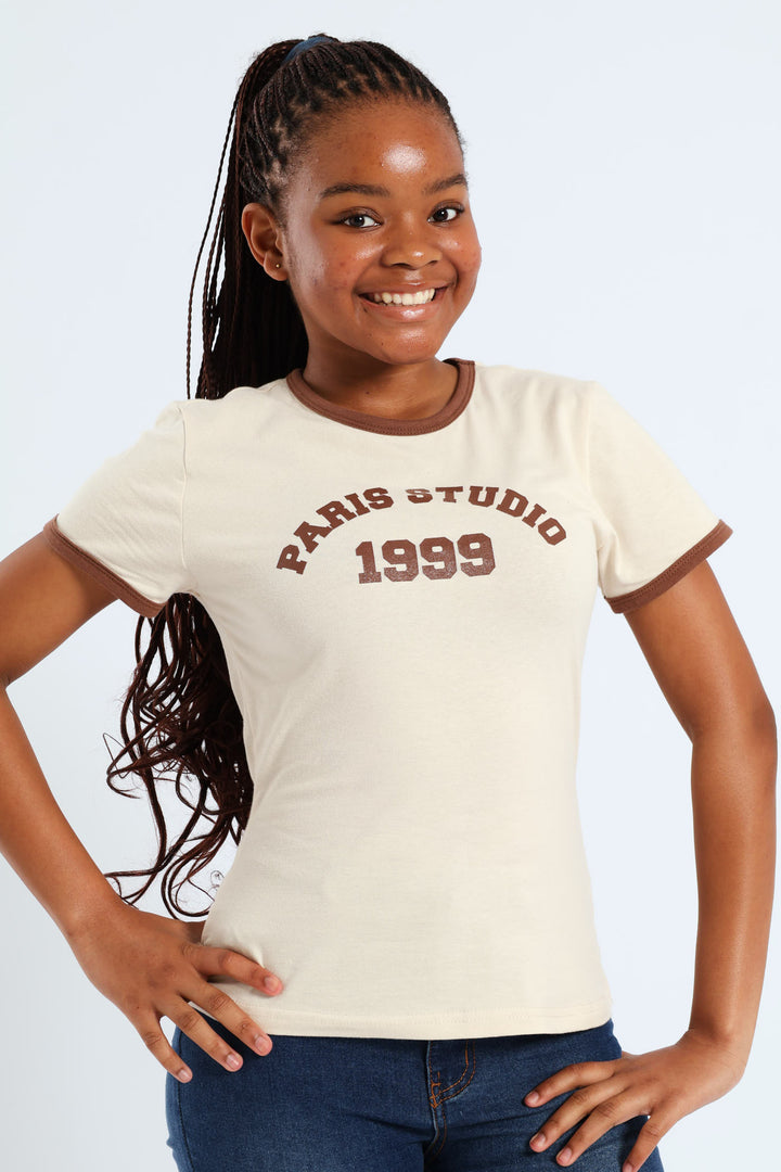 Girls Paris Studio Tee - Stone