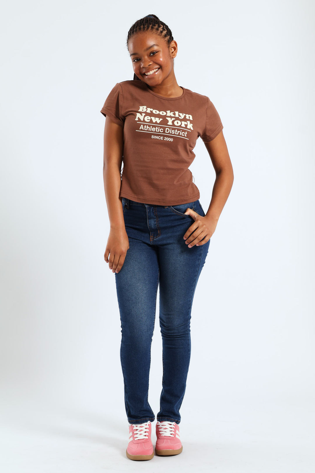 Girls Brooklyn Tee - Brown