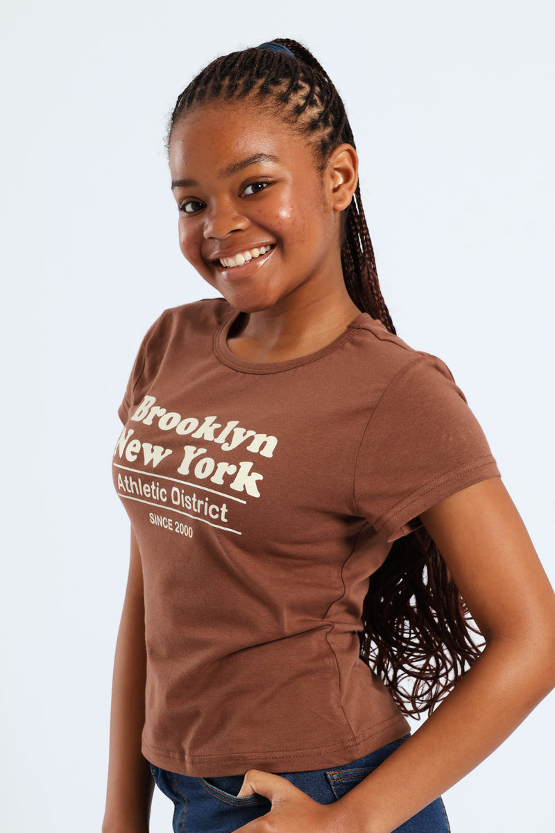 Girls Brooklyn Tee - Brown