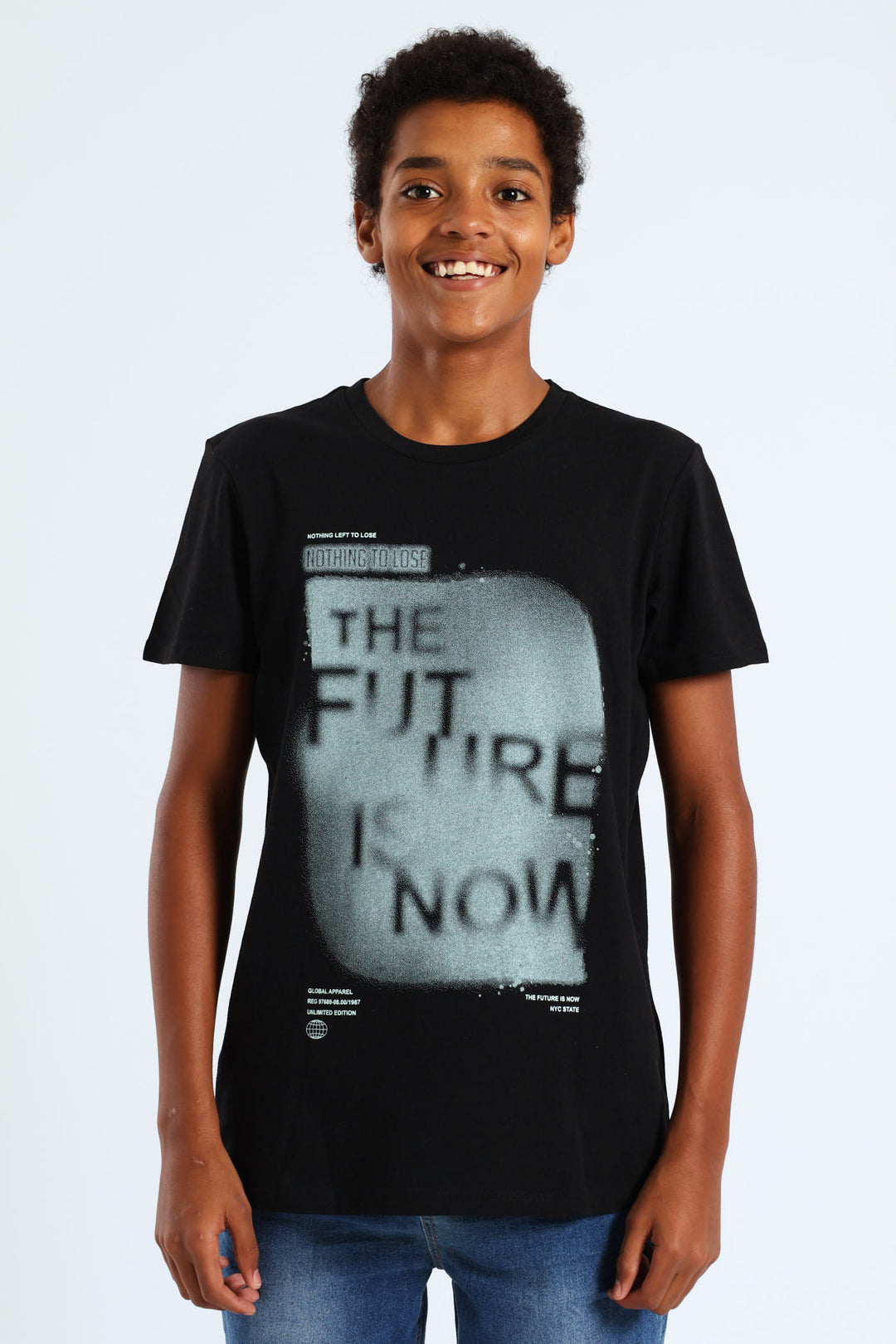 Boys Future Is Now Print Tee - Black