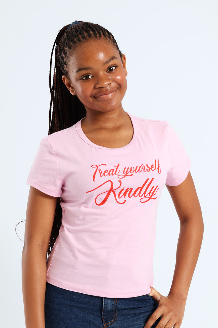 Girls Treat Yourself Tee - Pink