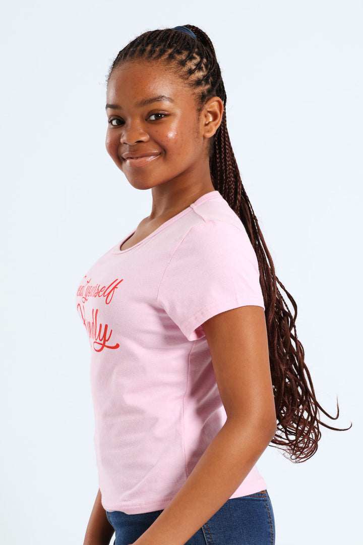 Girls Treat Yourself Tee - Pink