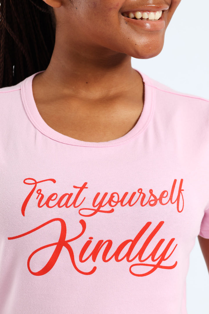 Girls Treat Yourself Tee - Pink