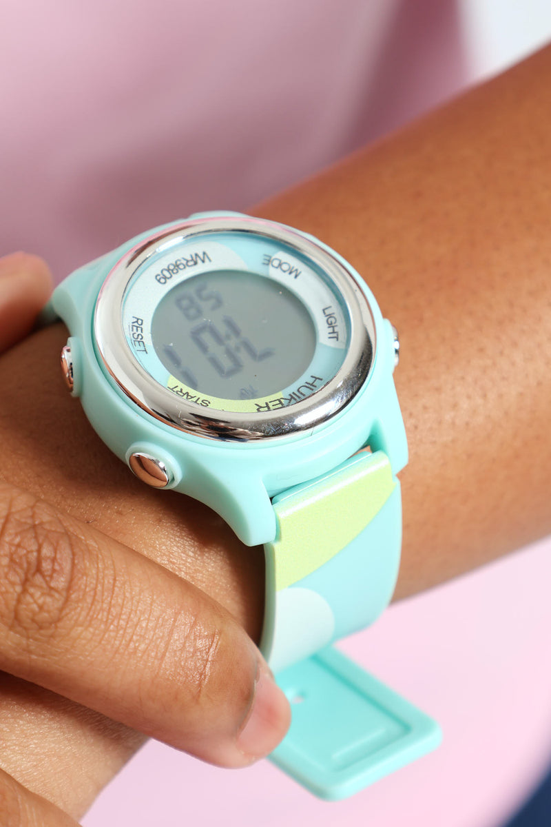 Girls Camouflage Led Watch - Blue