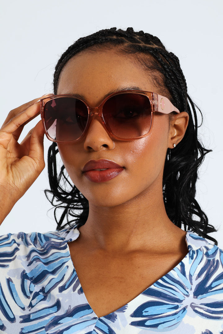 Rounded Cateye Rose Gradient Sunglasses - Light Pink