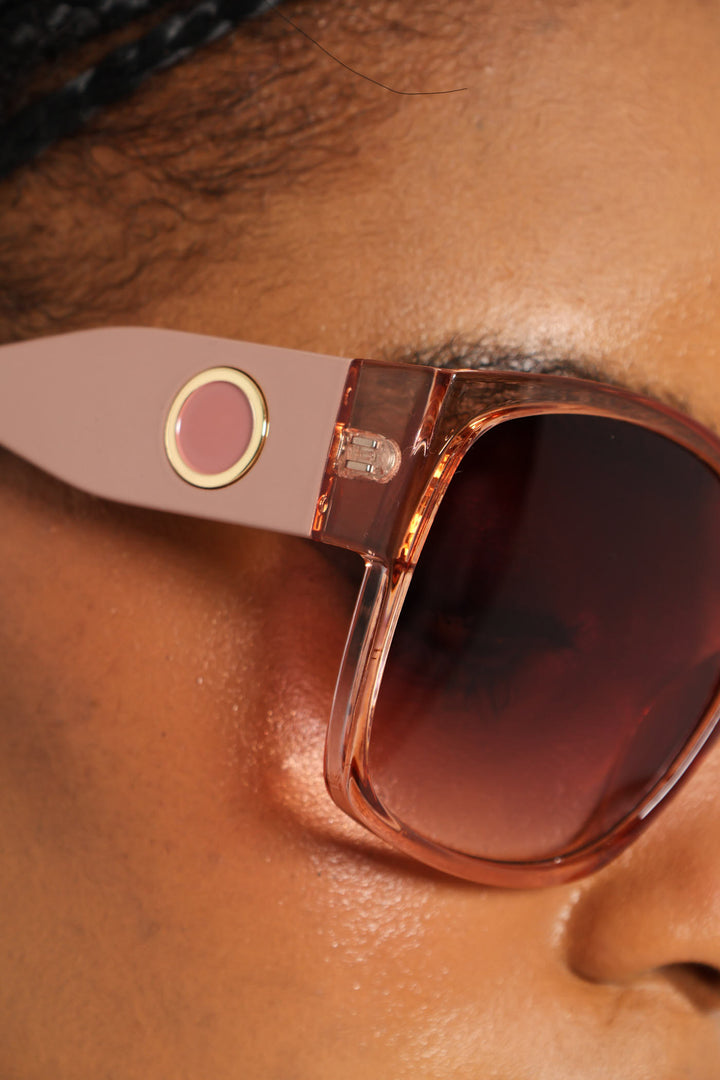 Rounded Cateye Rose Gradient Sunglasses - Light Pink