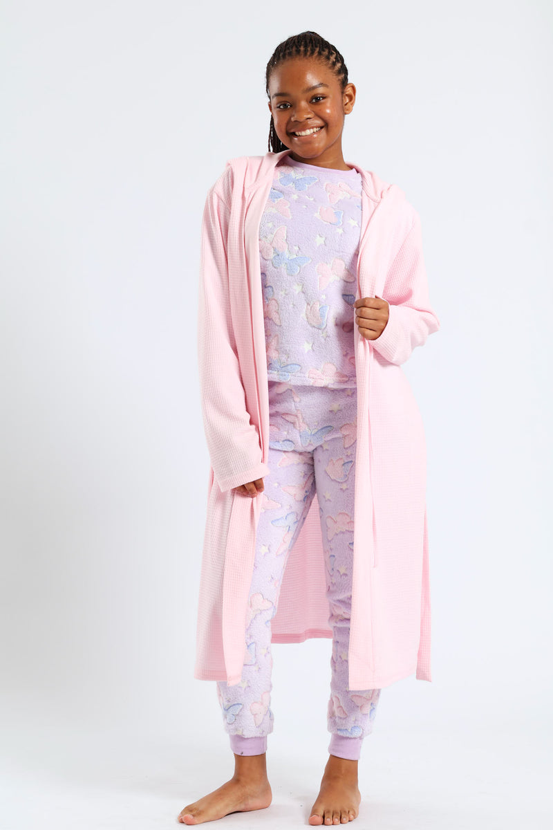 Girls Waffle Gown - Pink