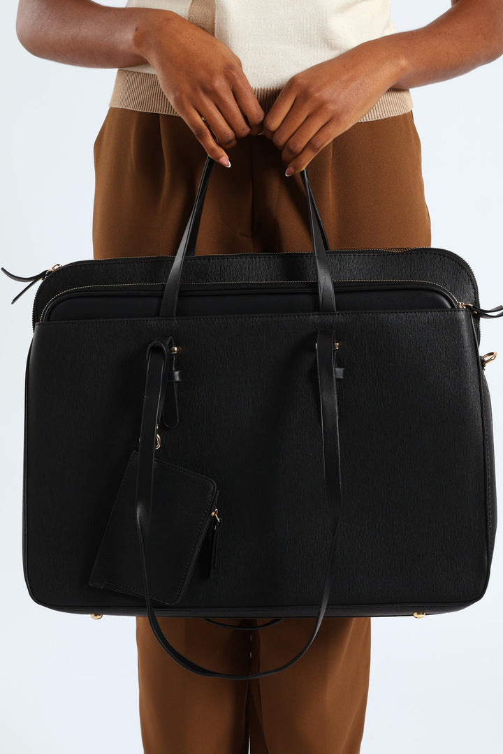 15" Embossed Laptop Bag - Black