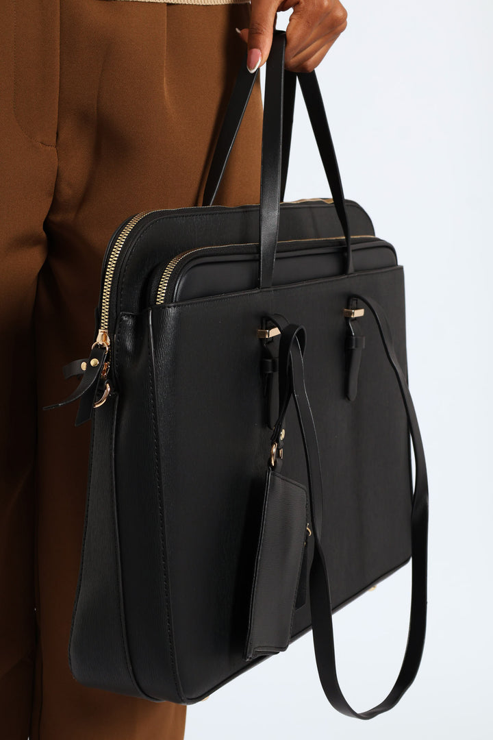 15" Embossed Laptop Bag - Black