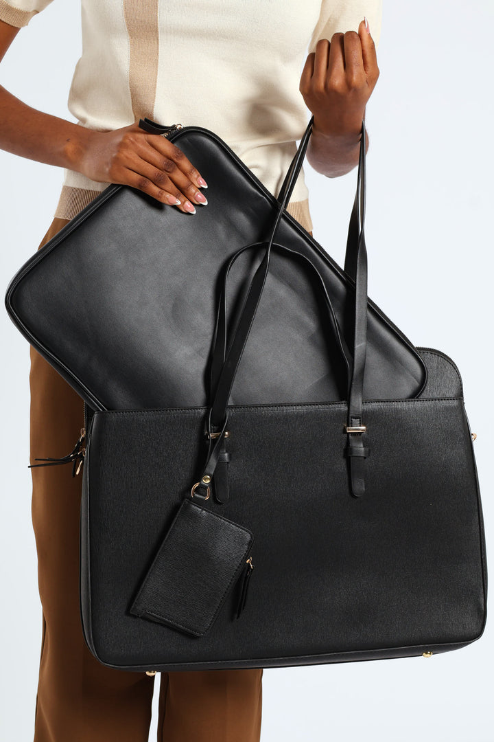 15" Embossed Laptop Bag - Black