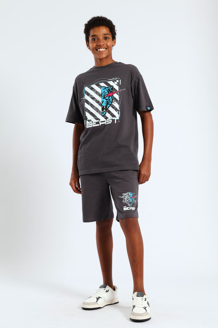 Boys Mr Beast Flash Eyes Short - Charcoal