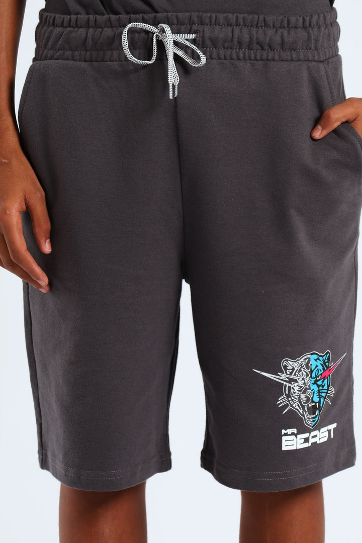 Boys Mr Beast Flash Eyes Short - Charcoal