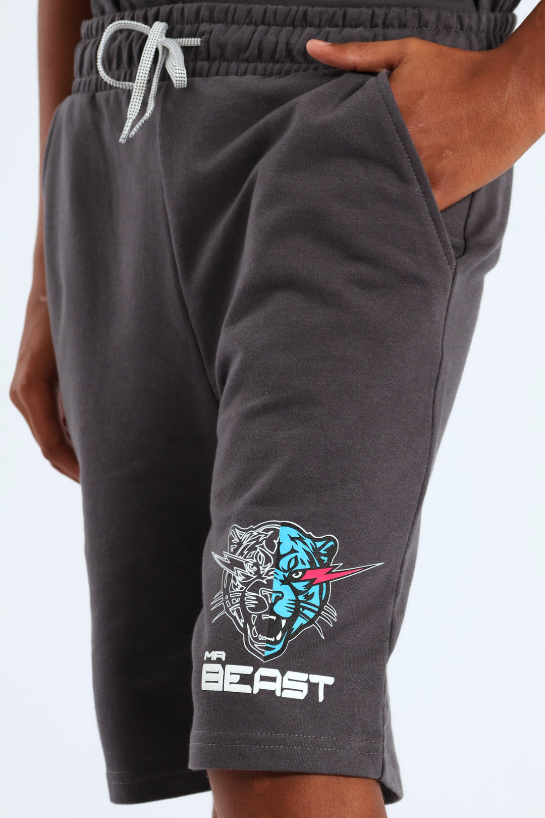 Boys Mr Beast Flash Eyes Short - Charcoal