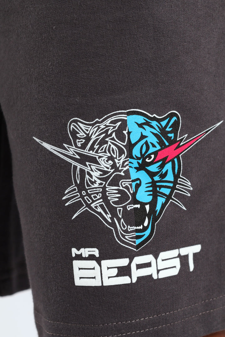 Boys Mr Beast Flash Eyes Short - Charcoal