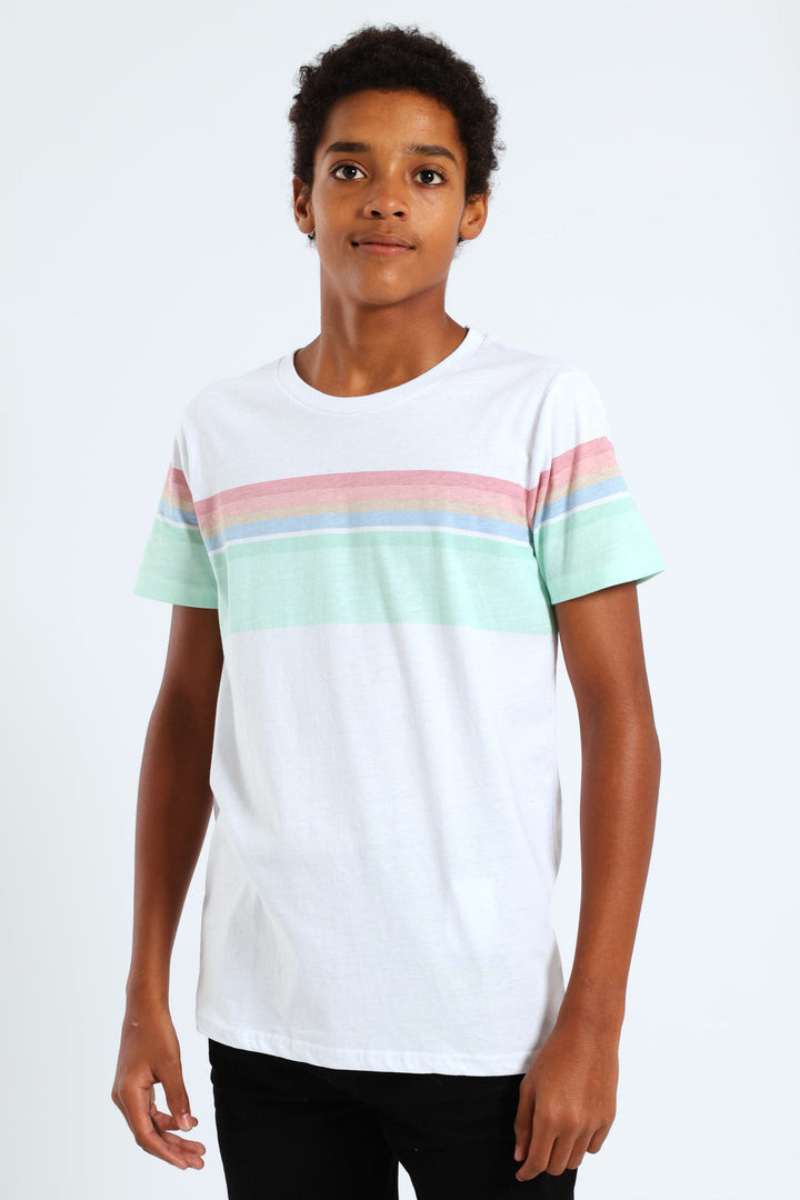 Boys Pastel Stripe Tee - White