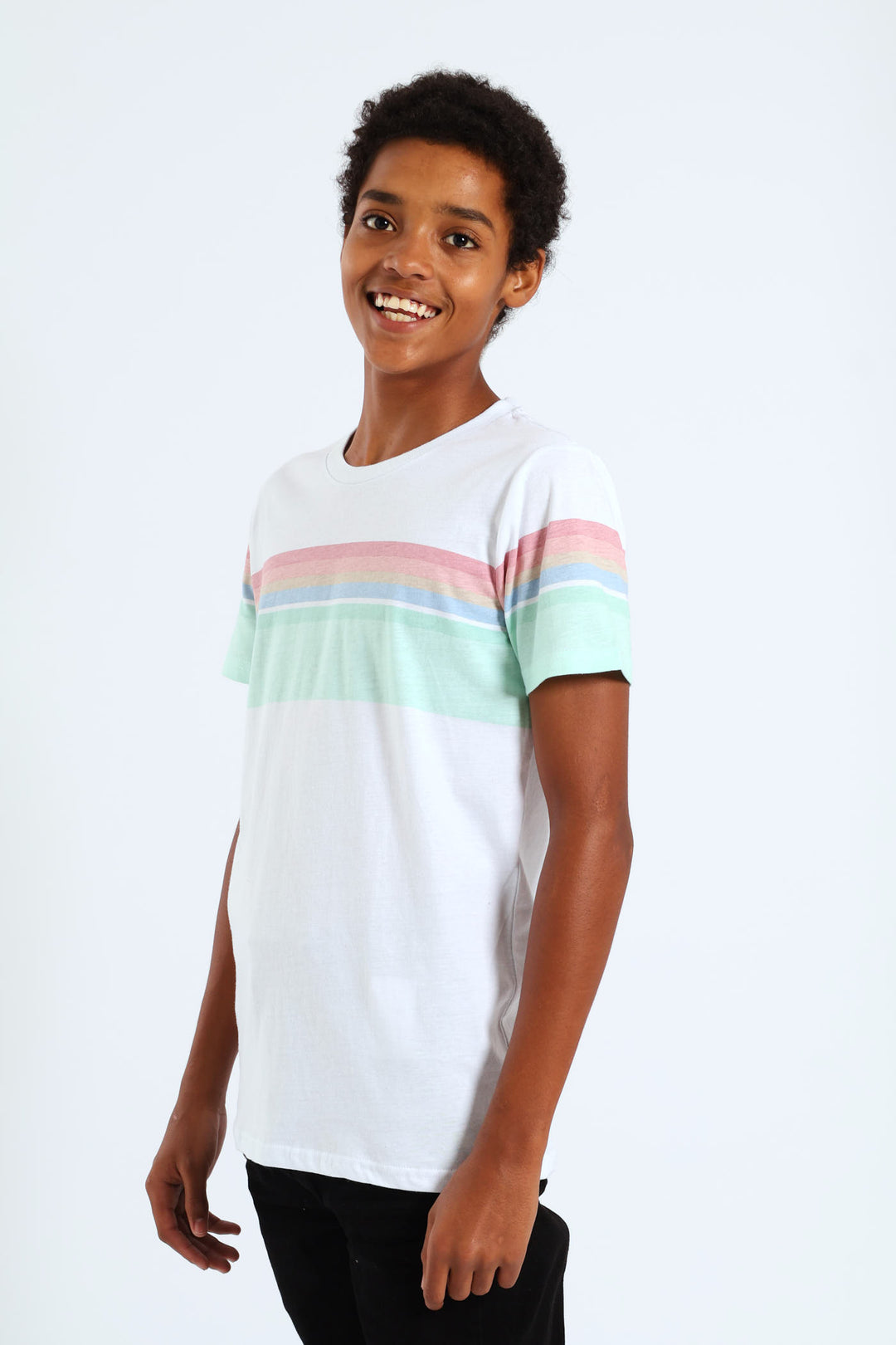 Boys Pastel Stripe Tee - White